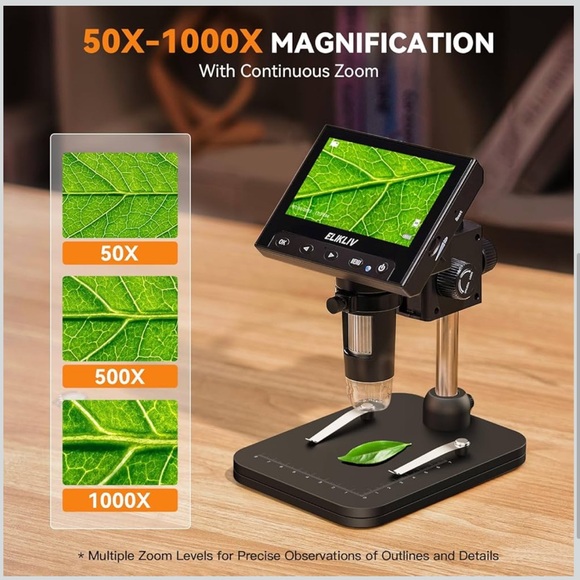 Elikliv Microscope LCD Digital 1000x with 8 Adjustable LED Lights—EDM4 4.3-Inch - Picture 8 of 9